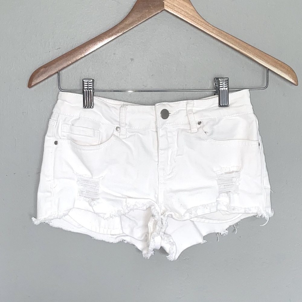 👍 White low rise short bullhead denim shorts 24
